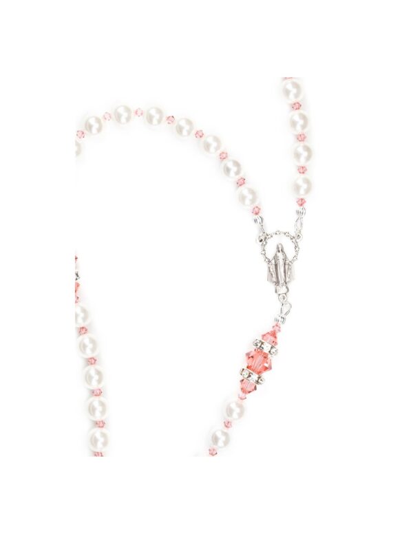 Rosário de Rosas Antigas e Pérolas Brancas - Strass Branco - Image 3